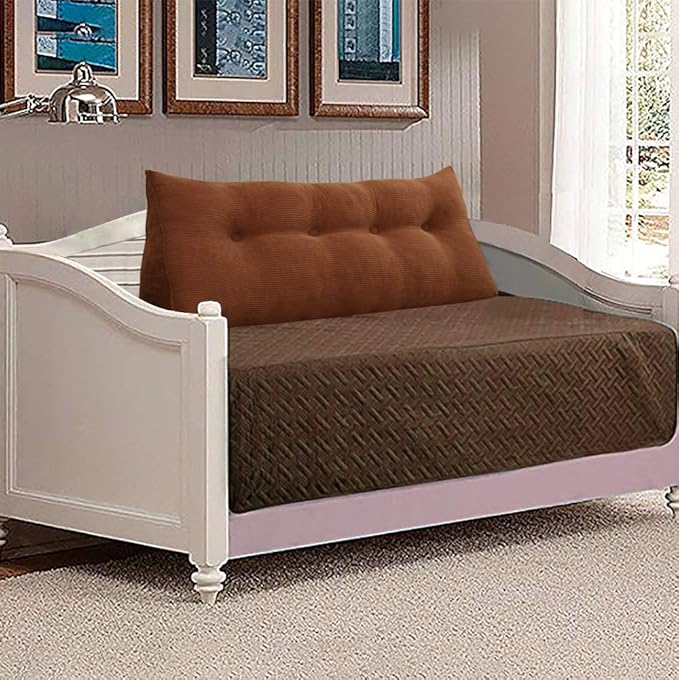 Wedge Headboard Pillow Dorm Room Reading Pillow Back Support for Sitting Up in Bed Bolster Lumbar Cushion Body Positioning Bedrest Corduroy (Coffee, Full (54 * 8 * 20in))