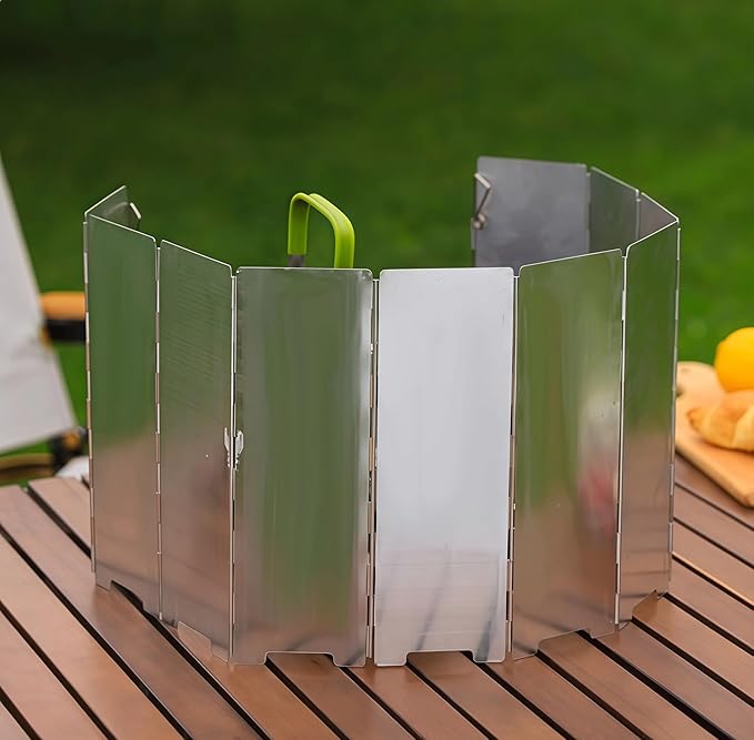Camp Stove Windscreen with Bag, 10 Plates Ultralight Foldable Alcohol/Tent Stove Aluminum Alloy Wind Screen for Camping