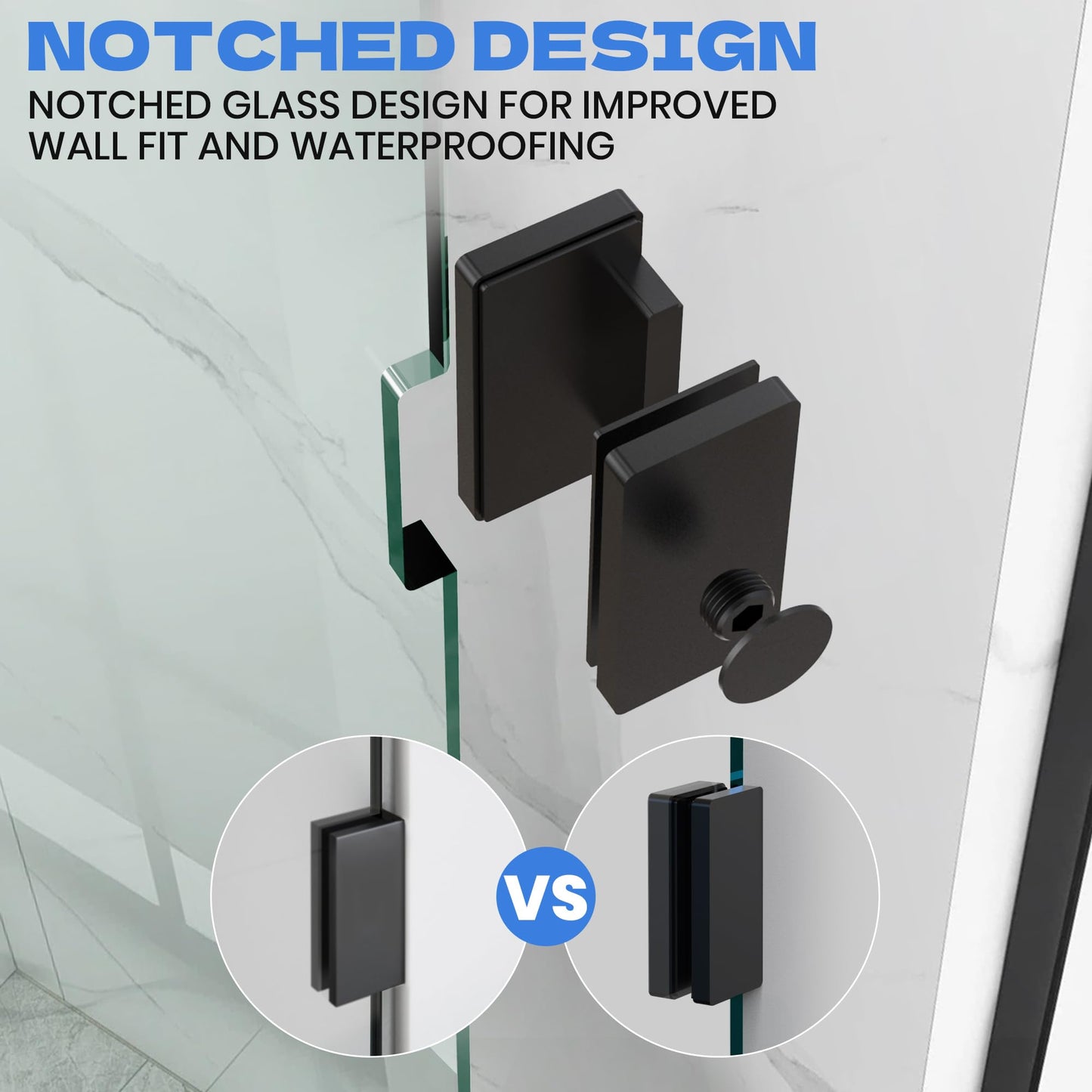 30.5" W x 78.75" H Shower Screen, Fixed Frameless Shower Glass Panel with 3/8"(10mm) SGCC Clear Tempered Glass, Single Shower Door for Bathroom (Matte Black, 30.5" W x 78.75" H)