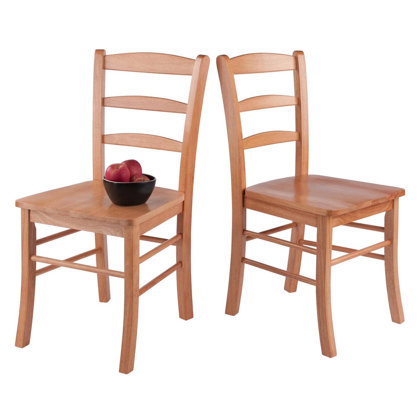 Winsome Benjamin Ladder Back Chair Set of 2 in Light Oak, Classic Backed Kitchen & Dining Room Chairs, Simple & Elegant Home Seating Solution, Great for Office, Hallway, Bedroom
