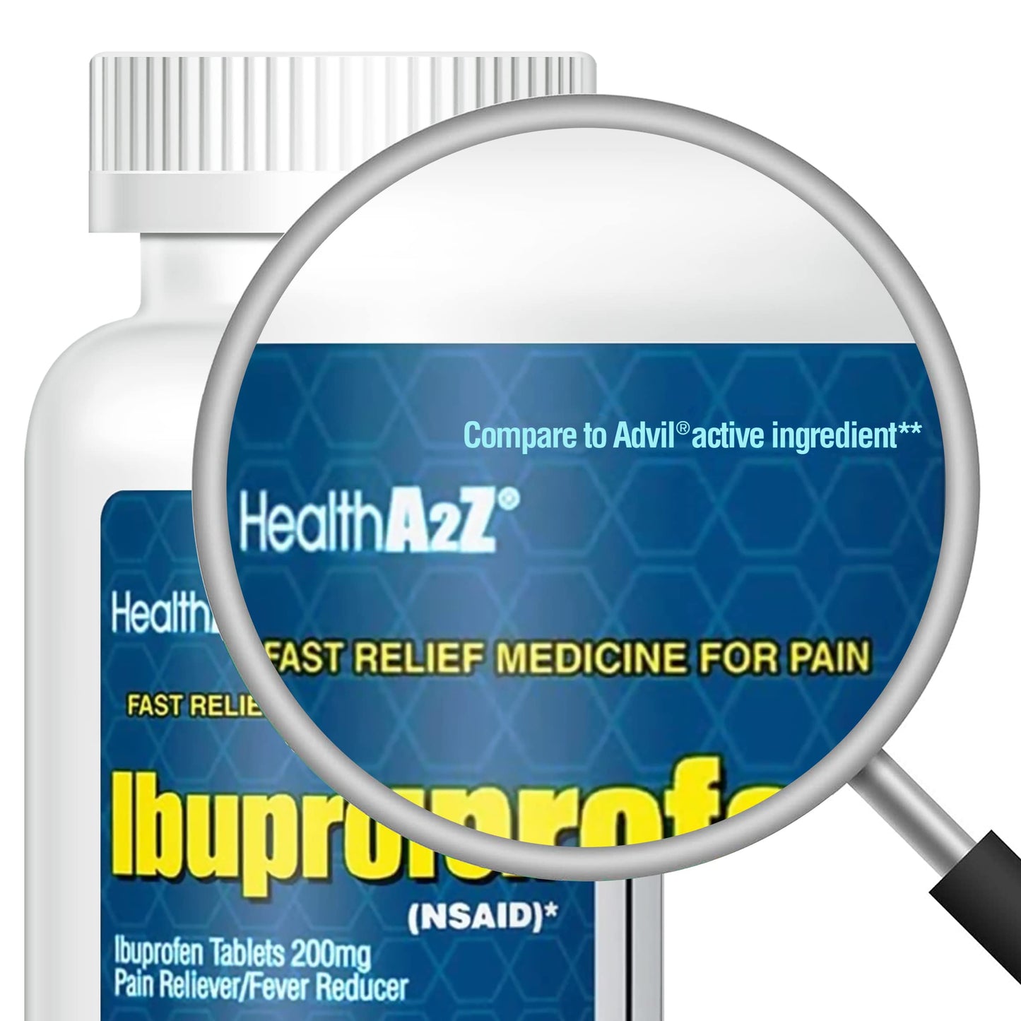 HealthA2Z® Ibuprofen 200mg | 500 Counts | Pain Relief | Body Aches | Headache | Arthritis | Cramps | Back Pain | Fever Reducer… (500 Count) (Pack of 2)