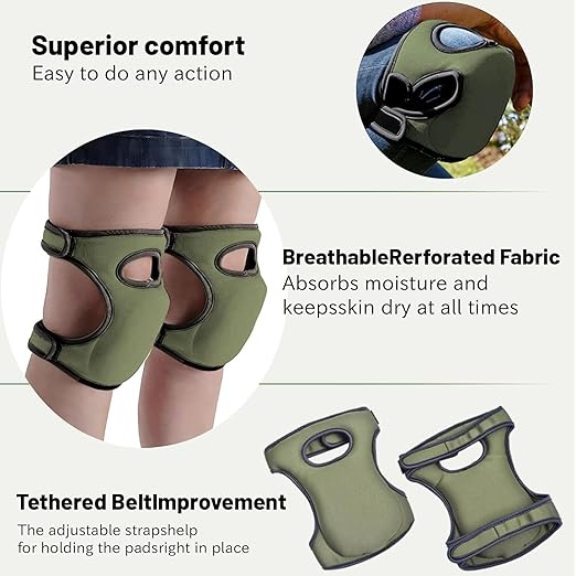 Knee Pads for Gardening - 1.5+1.5cm Dual-Layer Gel-Foam, Non-Slip, Waterproof & Breathable for Joint Support | Heavy Duty Kneeling Pads for Weeding, Floor Scrubbing, Tile Work (Green)