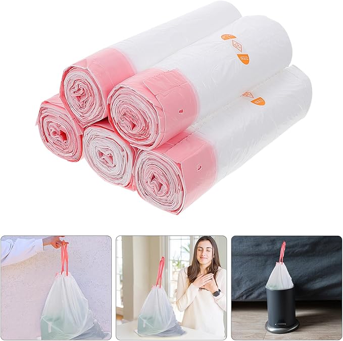 75pcs Disposable Drawstring Garbage Bags Thickened Plastic Waste Sacks for Home Kitchen Bathroom Large Capacity White Refuse Liners for Living Office