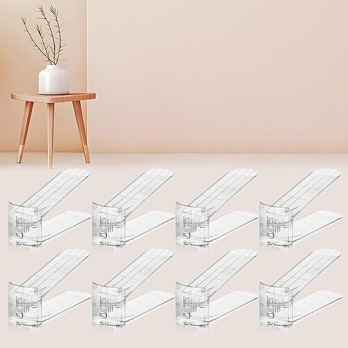 Shoe Slots Organizer for Closet,8PACK Shoe Stacker Shoes Rack Organizer for Closet Space Saver Storage Shoe Holder Organization(Transparent)
