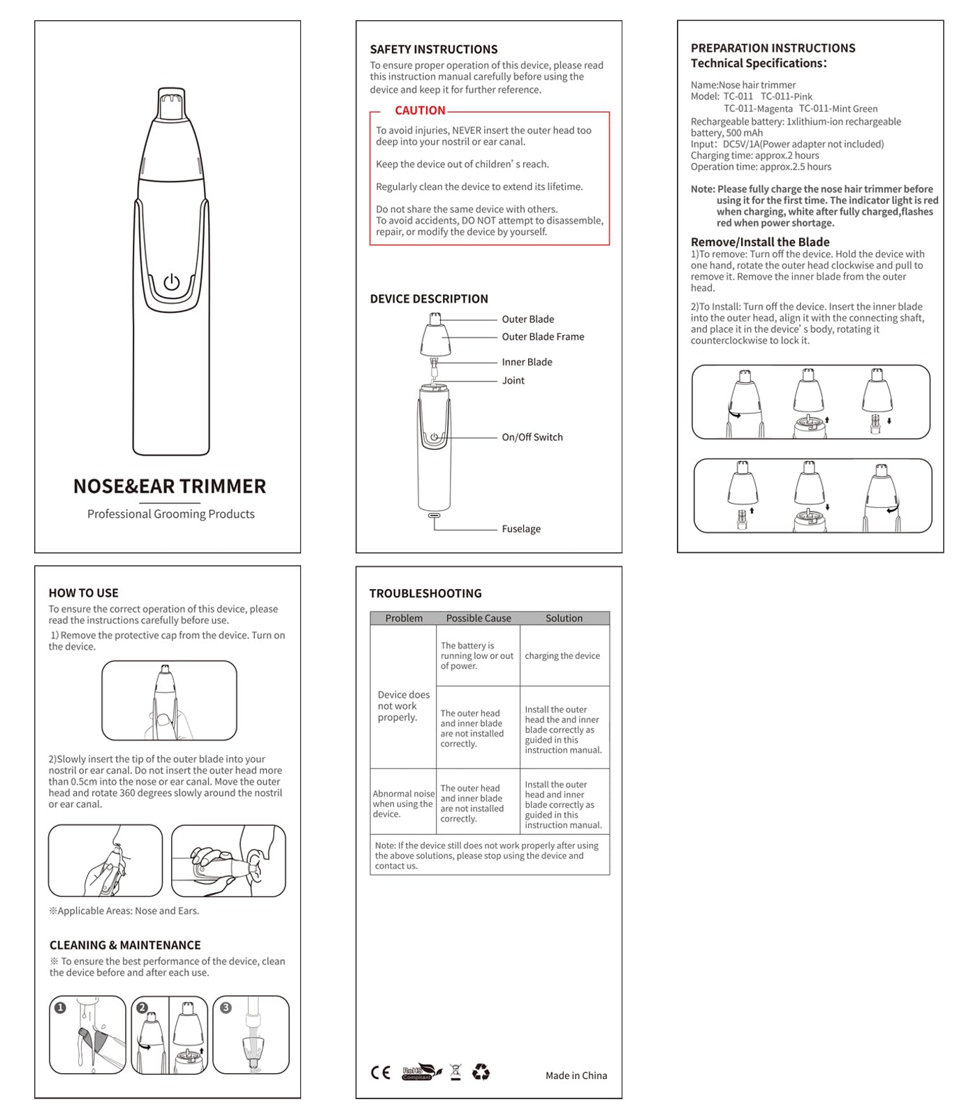 ZORAMI Rechargeable Ear and Nose Hair Trimmer - 2025 Professional Painless Eyebrow & Facial Hair Trimmer for Men Women, Powerful Motor and Dual-Edge Blades for Smoother Cutting Black
