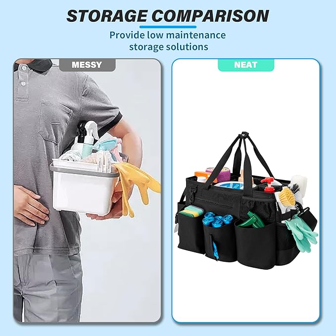 Wearable Cleaning Caddy Bag for Cleaning Supplies,Large Capacity Cleaning Organizer Tote Bag for Cleaners Housekeepers