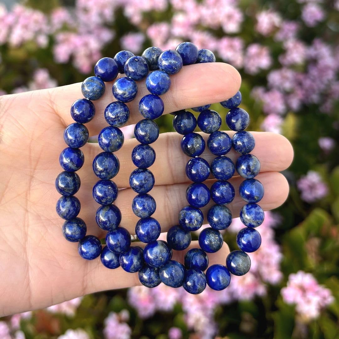Adabele 1pc Real Natural Blue Lapis Lazuli Gemstone Beaded Bracelet 8 inch Stretch Chakra Healing Crystal Stone Jewelry Women Mo