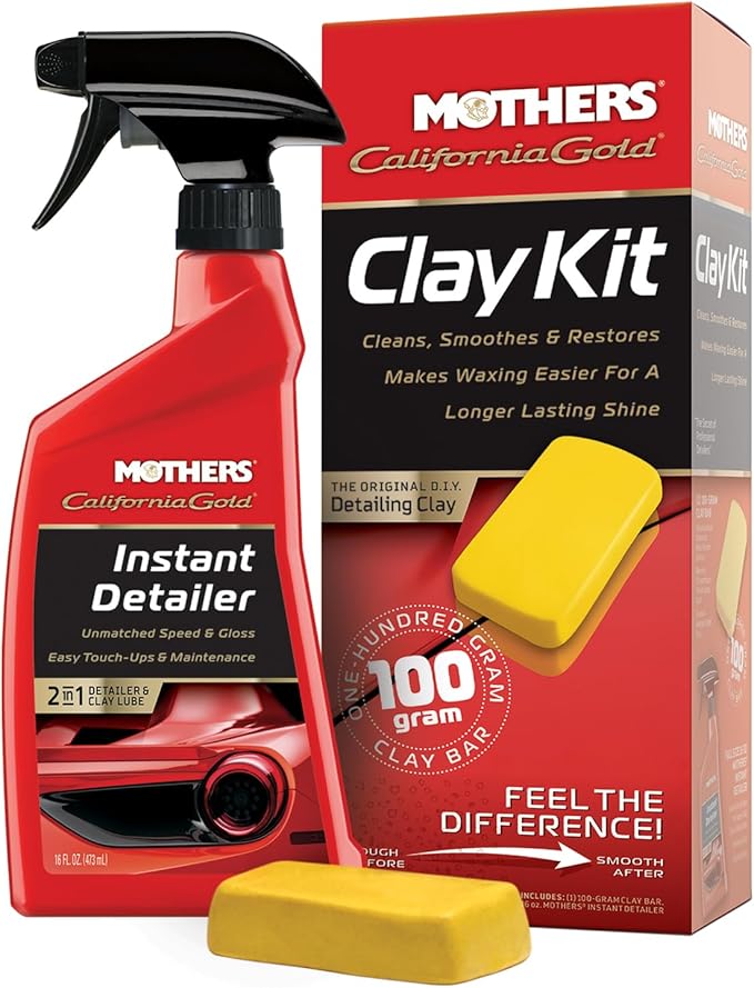 Mothers California Gold Clay Kit, 1 100-gram Clay Bar + 16 oz. Instant Detailer — Removes Contaminants, Restores Brillianc...