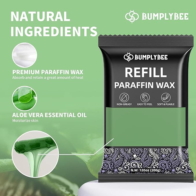 Paraffin Wax Kit - 10 Packs Aloe Vera Refills With Silicone Brush for Hands and Feet - Skin Moisturizing, Non-Greasy, Easy-Peeling