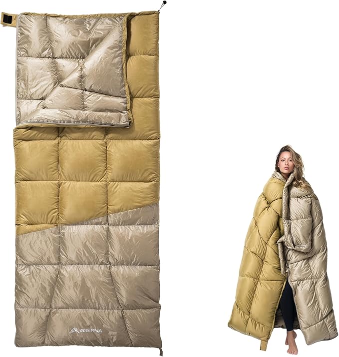 BISINNA Down Sleeping Bag for Adults 650FP Ultralught Wearable 3 Season Backpacking Sleeping Bags Muti-Use Outdoor Packabl...