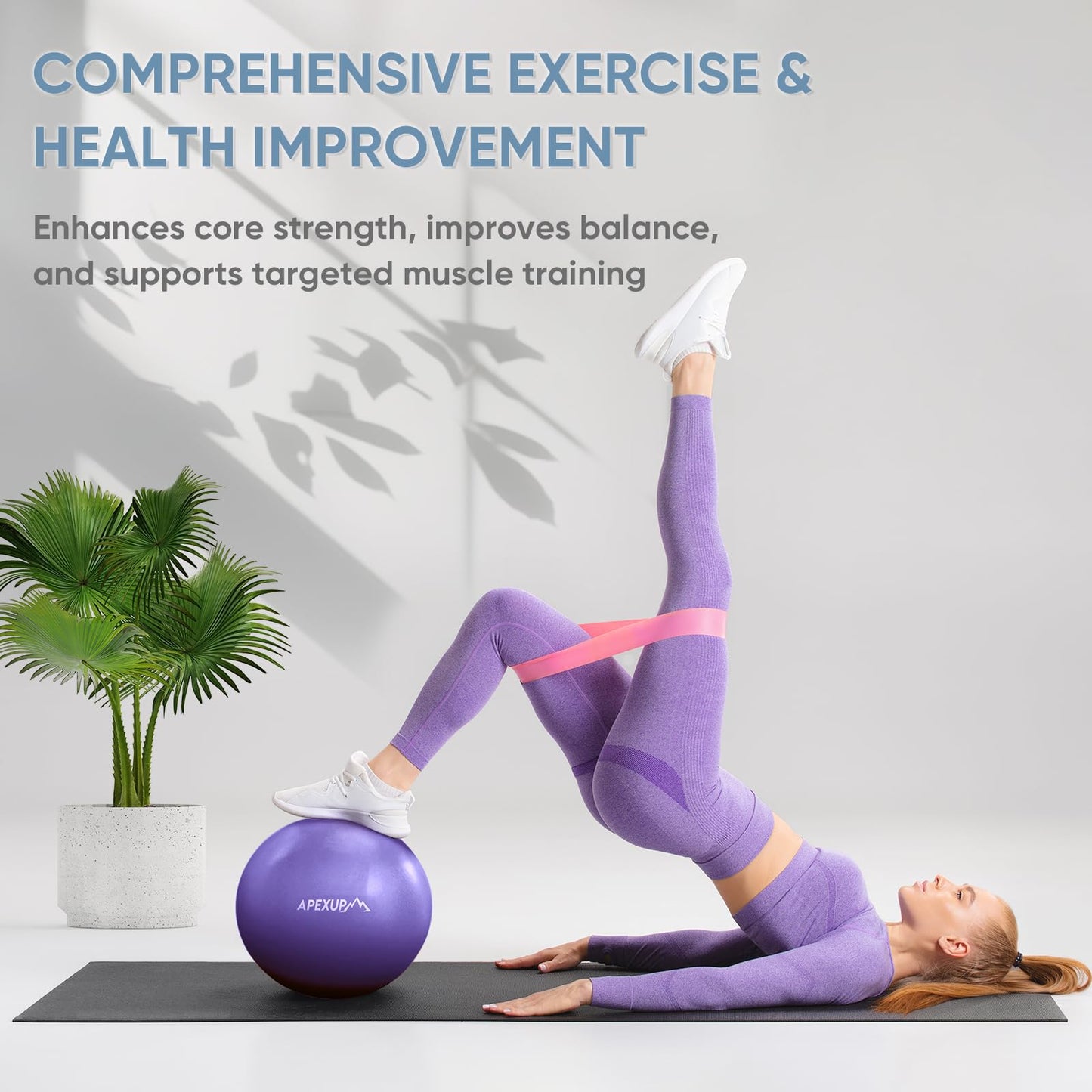 APEXUP Yoga Ball Exercise Ball, Heavy Duty Pilates Ball for Fitness, Balance, Core Workout, Physical Therapy (XXS (9") 23cm, Purple)