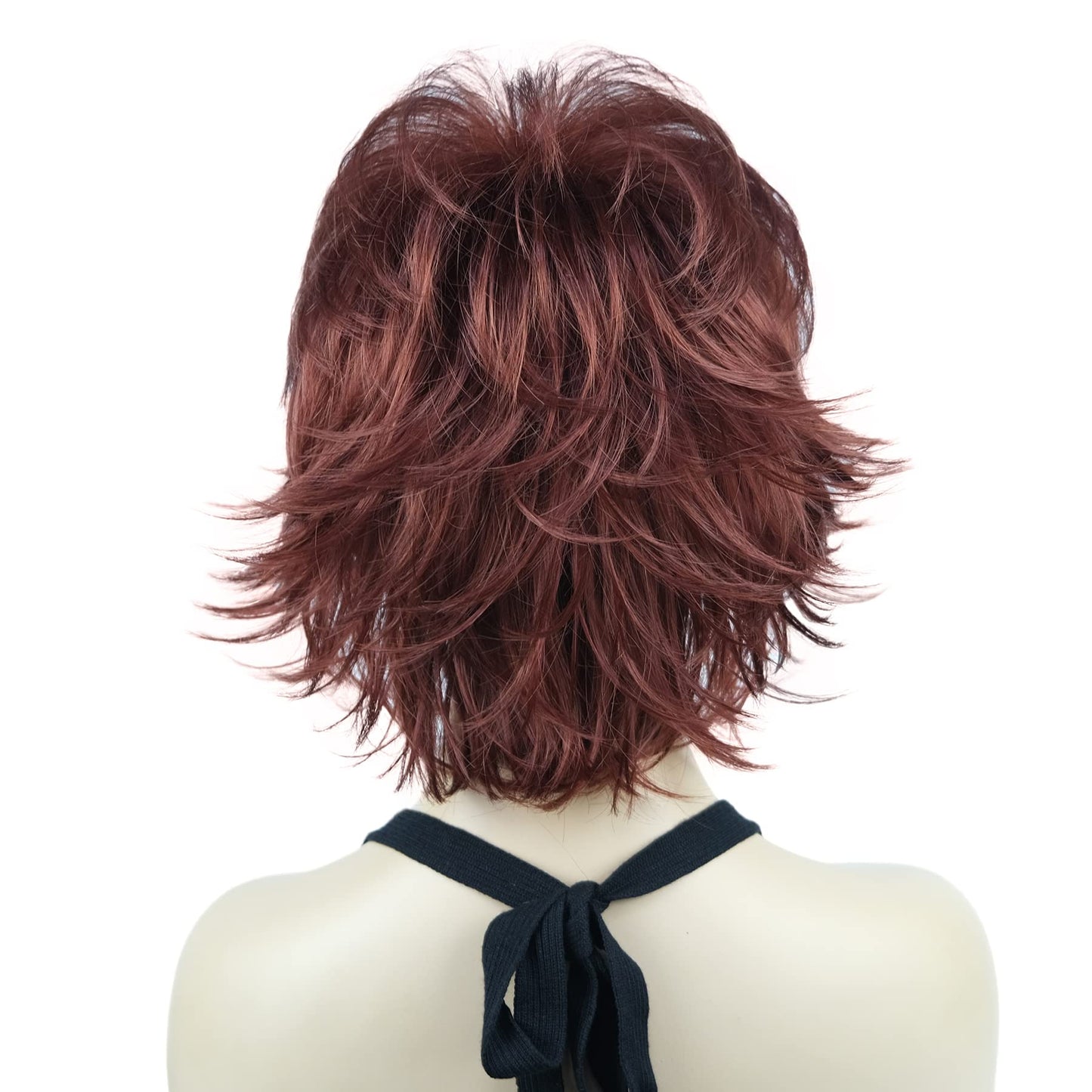 Lydell Short Layered Shaggy Wavy Full Synthetic Wigs 130 Copper Red
