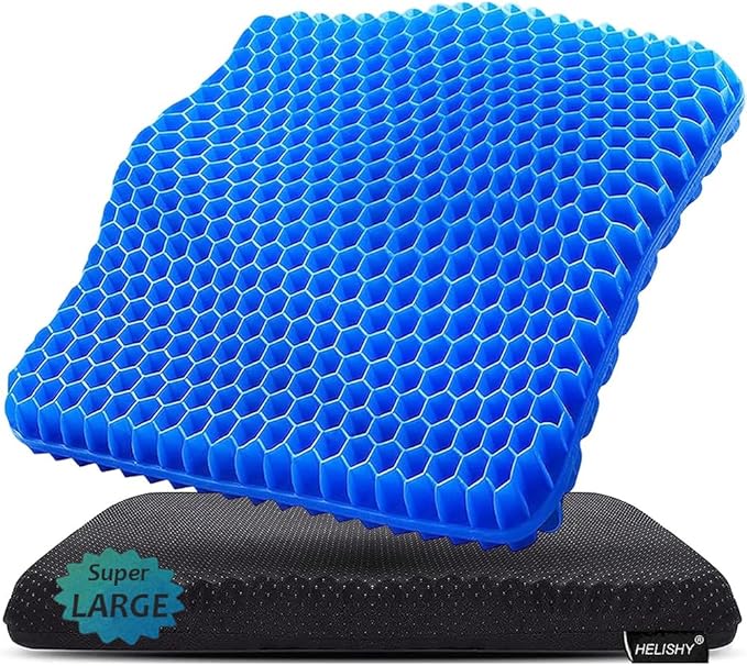 Helishy Gel Seat Cushion, Super Large Gel Cushion Chair Pads with Non-Slip Cover for Home Office Car Seat Wheelchair, Soft Breathable Honeycomb Seat Cushion for Relieve Hip Pain, As Seen On TV