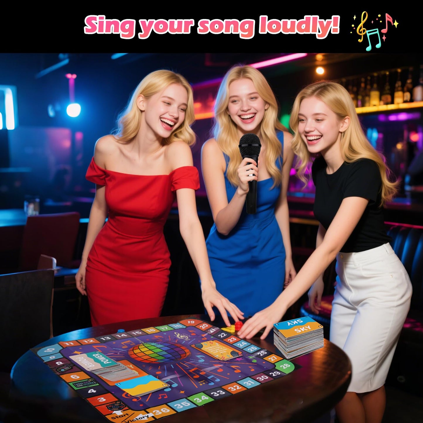 BSRESIN Music Grab The Games, Family Karaoke Board Game 2-10 Players, Fun Family Bad Singers Card Games with 300 Lyrics (150 Cards) for Adult Hilarious Game Night & Music Lovers