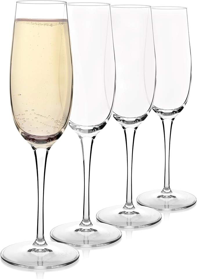 Luigi Bormioli Crescendo Champagne Flute Glasses Set of 4-8.25 Oz Stemware for Celebrations, Toasts & Dining Decor - Glass...