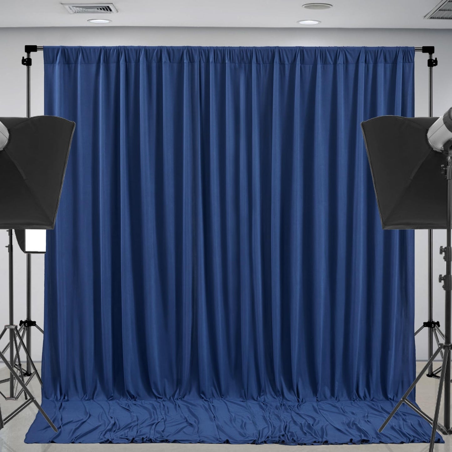 8 x 10ft Navy Blue Backdrop Curtains for Graduations, Dark Blue Photo Background Curtains No-Wrinkle Polyester Curtains for Parties Decorations Retirement Birthday Wedding Father's Day, 2 Panels