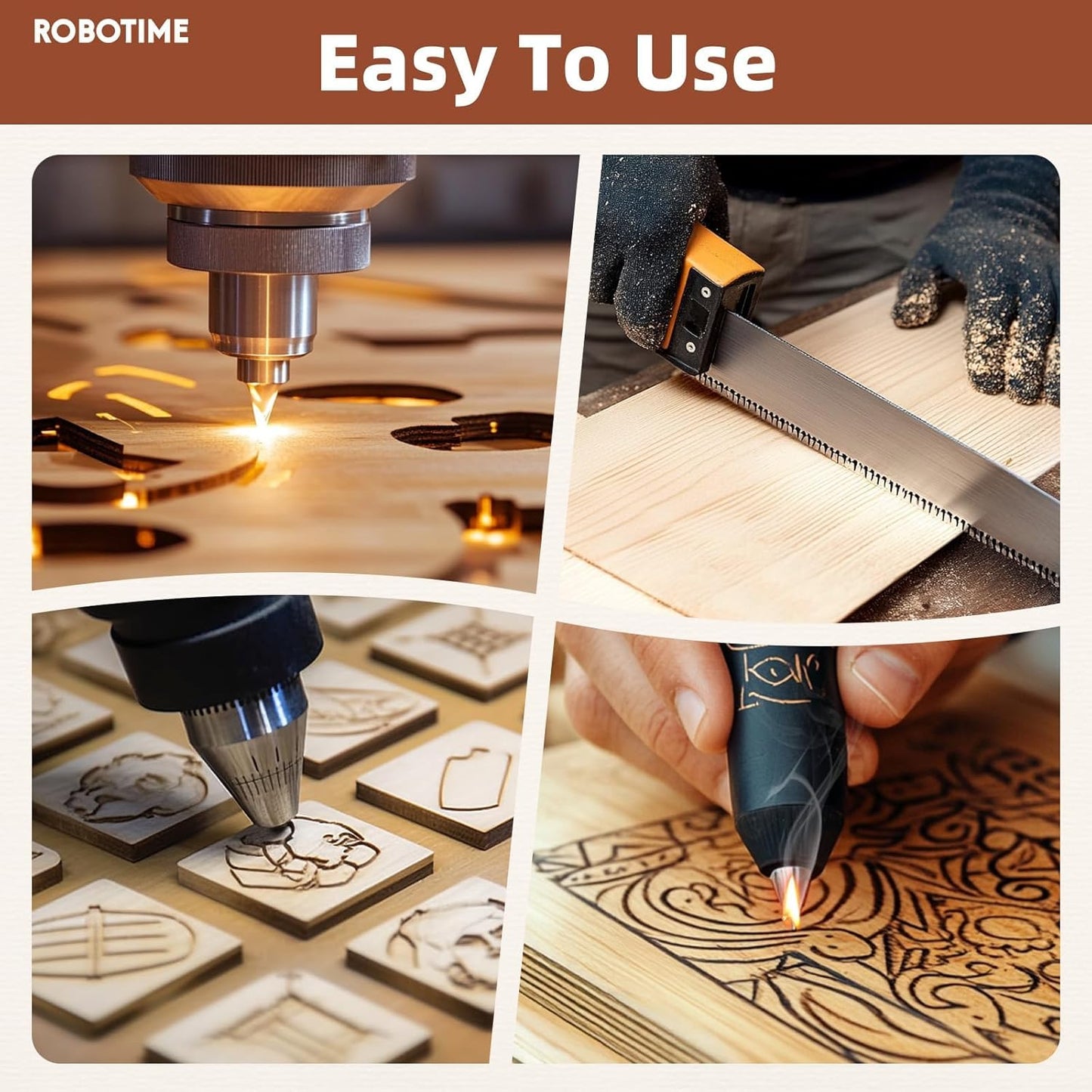 ROBOTIME 6-Pack Laser Wood Sheets 1/8" - 12 x 12 x 1/8 Inch - Cheery2Pcs &Walnut2Pcs &Maple2Pcs - 3mm Plywood for Laser Cutting, Laser Engraving Blanks