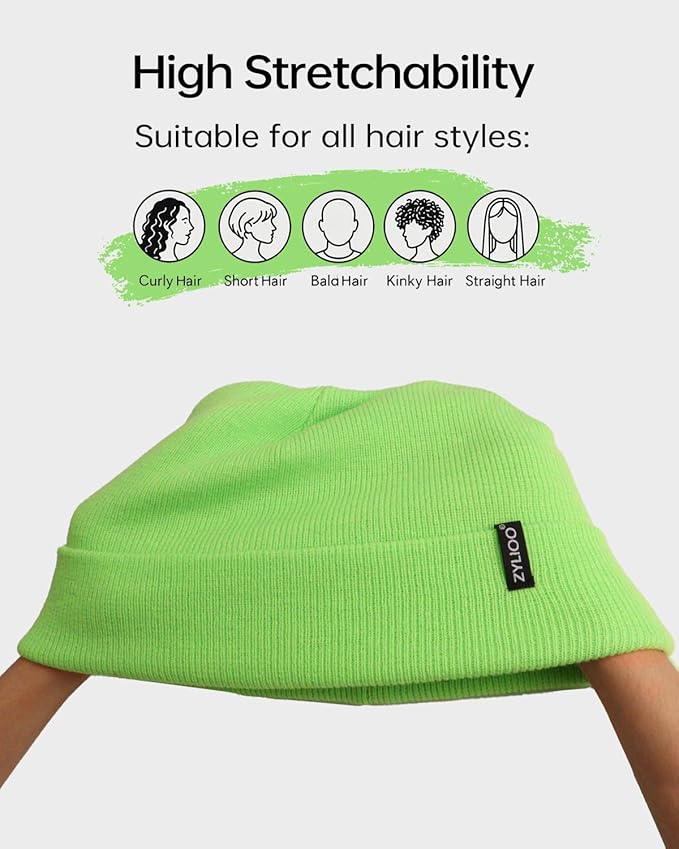 Zylioo Oversize Beanie Hats, XXL Big Size Ribbed Knit Cuffed Winter Hat for Cold Weather, Warm Skull Watch Cap