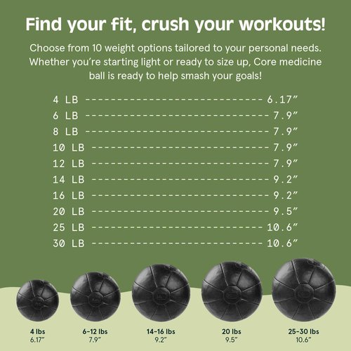 Retrospec Core Weighted Medicine Ball 4, 6, 8, 10, 12, 14, 16, 20, 25, 30 lbs, Soft Touch Vegan Leather with Sturdy Grip for Strength Training, Recovery, Balance Exercises and Other Full-Body Workouts