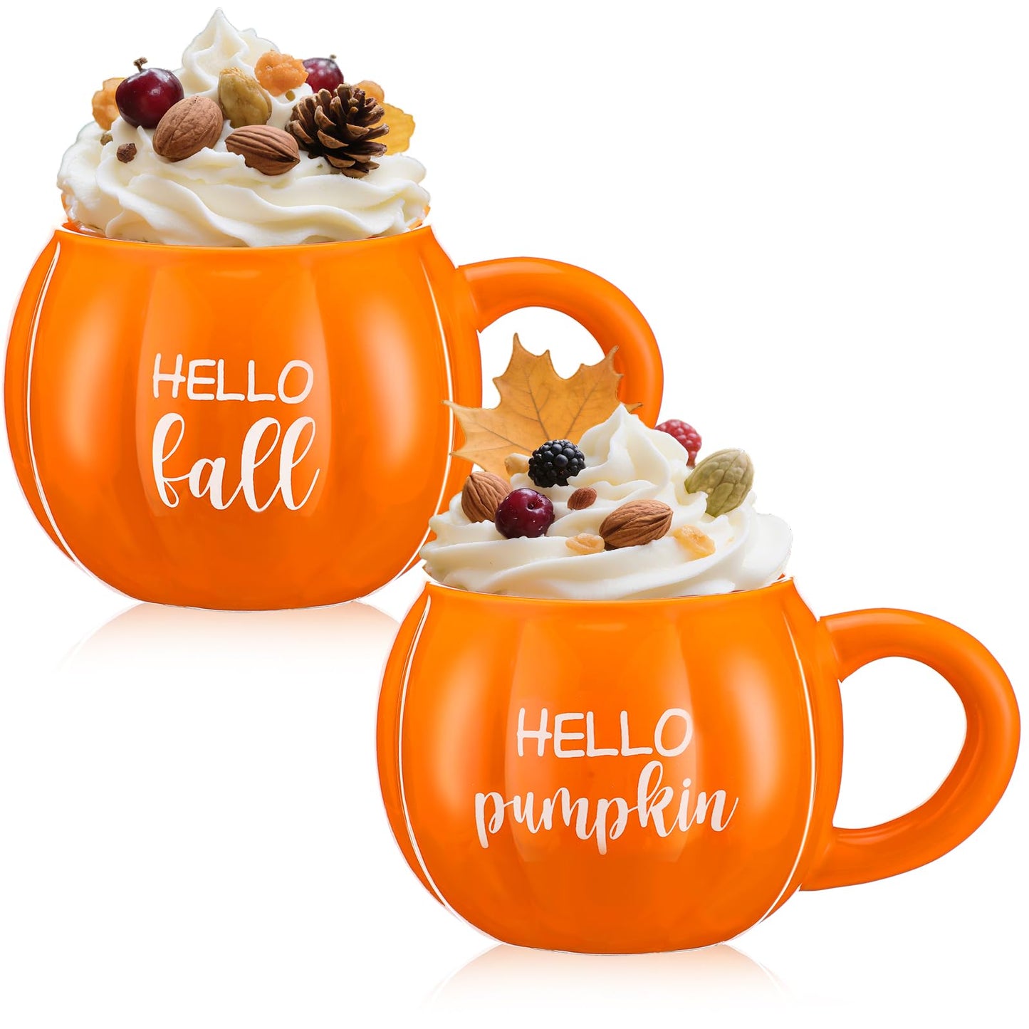 GlikCeil 2 Pcs Fall Pumpkin Coffee Mugs Thanksgiving Tiered Tray Decoration Autumn Ceramic Spice Cups 17 oz for Home Kitchen Fall Y'all Table Centerpieces Farmhouse Accessories Housewarming Gift