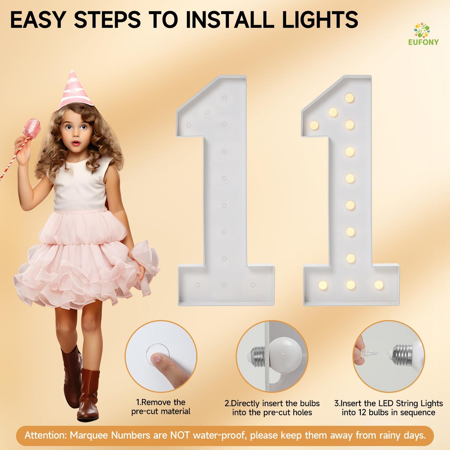 eufony 4FT Marquee Numbers, Large Light Up Numbers 7 for 7th 17th 70th Birthday Party Decorations, Giant Light Up Number for Anniversary Decor, 4 Feet Mosaic Number 7 with LED Lights DIY Kit