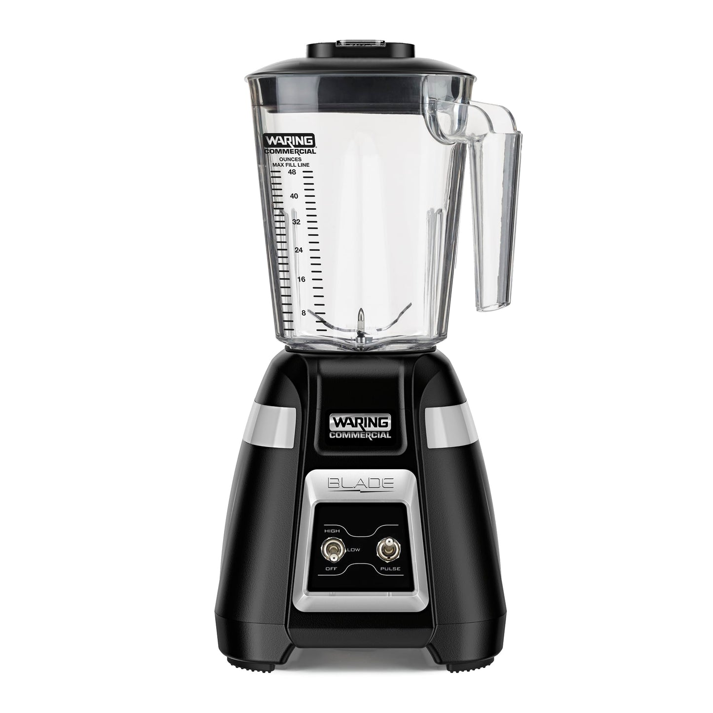 Waring Commercial BB300 Blade 1 HP Blender Toggle Switch Controls with Pulse feature with 48 oz BPA Free Copolyester Stacking Container, 120V, 5-15 Phase Plug ,Black