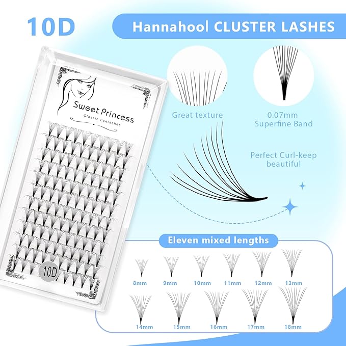 12rows,120pcs 10D Premade Volume Fans Eye Lashes Extensions Thickness 0.07mm D Curl Black Soft Individual False Eyelashes Makeup Fake Lashes Cluster 8-18mm to Choose(9MM)