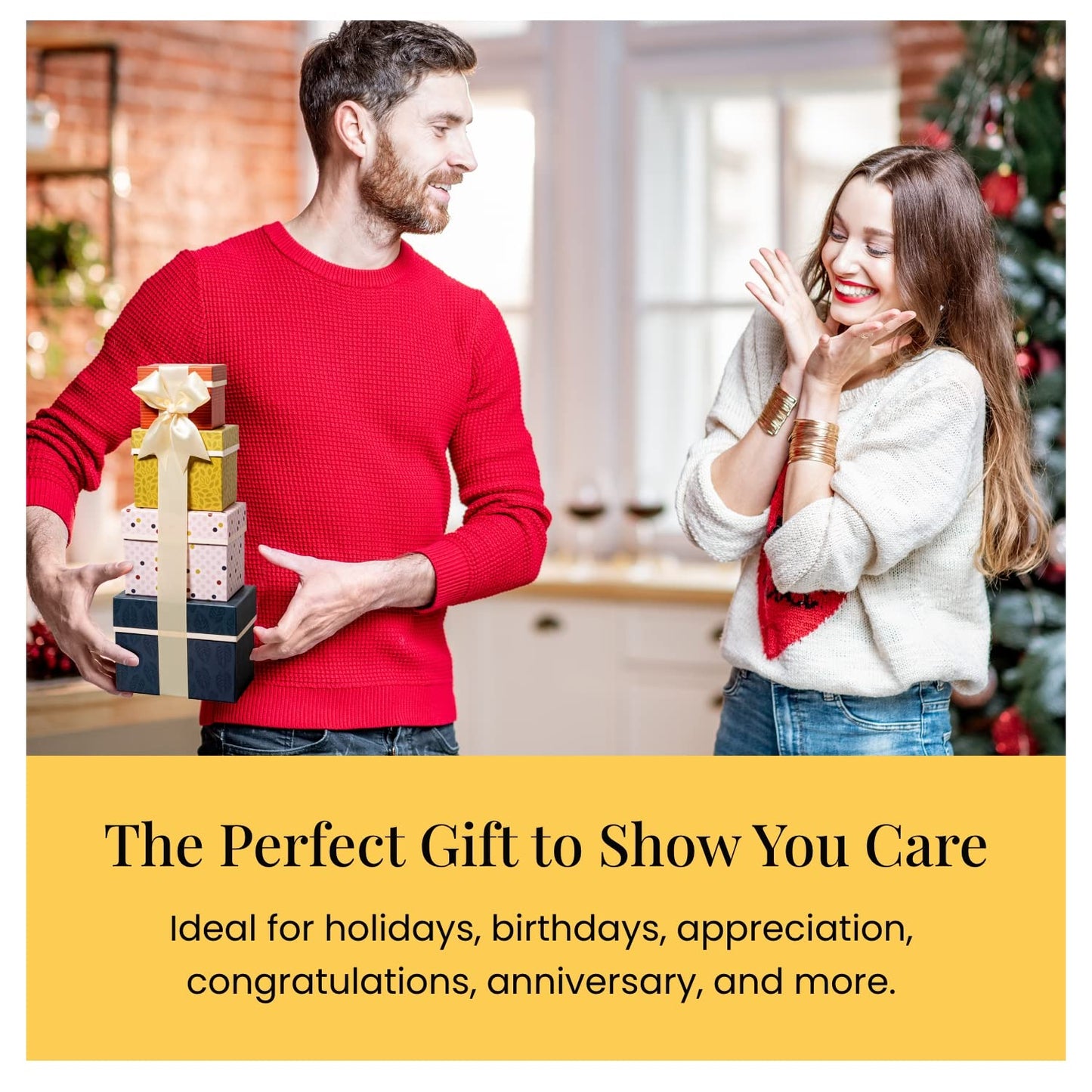 Broadway Basketeers Gift Basket Tower for Birthdays, Appreciation, Thank You, Get Well Soon, Sympathy, Care Package, College, Food Delivery for Women, Men