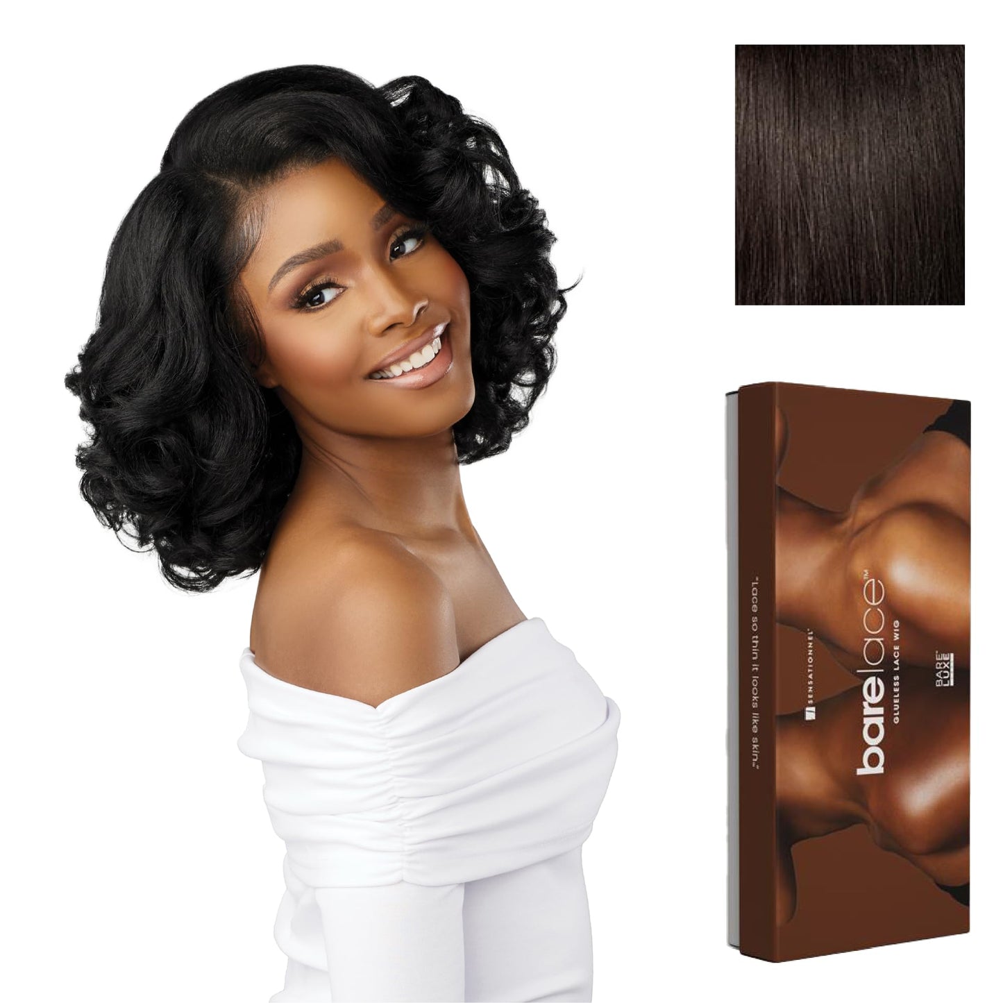 Sensationnel Bare Lace 13X6 Wigs - Unit 19 Lacefrontal Glueless Synthetic 180 Degree Preplucked Hairline (2 DARKBROWN)