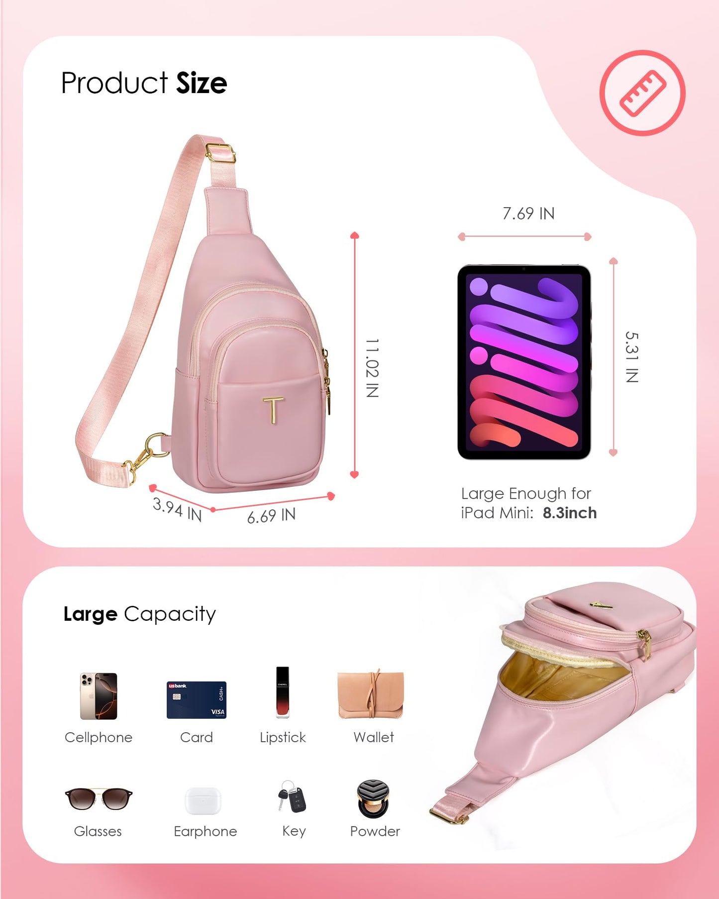 Freesya Gifts for 8-10, 11-14, 15-19 Year Old Girls, Personalized Sling Bag, Teen Girl Gifts Trendy Stuff, Monogram Gifts, Birthday Gifts for Teen Girls, Crossbody Shoulder Purse, Travel Essentials