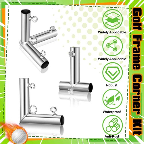Blulu 10 Pieces 3/4'' Golf Frame Corner Kit DIY Canopy Fittings with Threaded Eye Bolts for EMT Conduit 10' l x 10' W x 10' H Practice Cages and Nets Backyard Indoor Outdoor Home, Silver