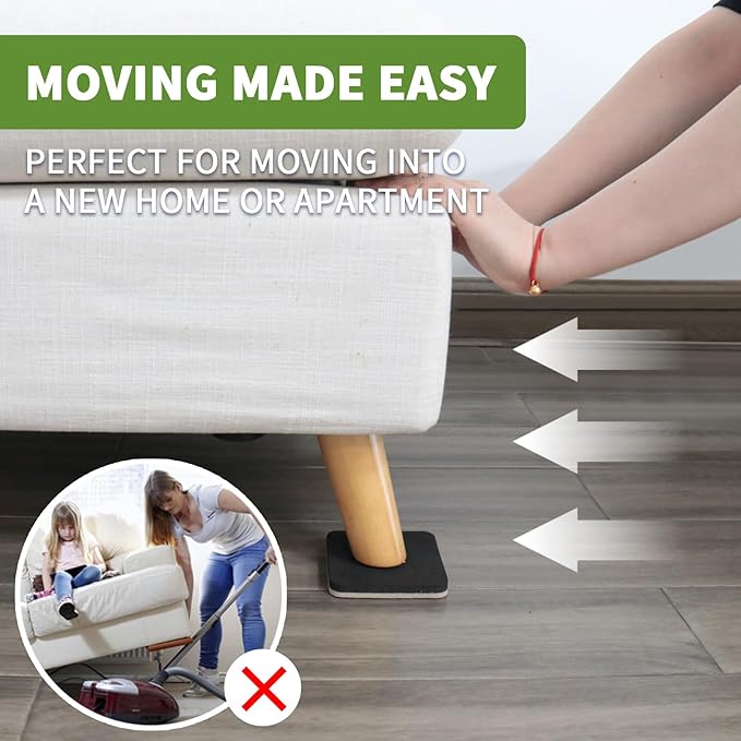 COVERCORNER Furniture Sliders for Hardwood Floors 8 PCS - 5 inch Square Sliders for Moving Furniture – Felt Furniture Pads for Hardwood Floors