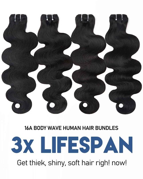 Lucklady 16A Raw Bundles Human Hair Body Wave, 22 Inch Body Wave Bundles Human Hair, Triple Lifespan Virgin Remy hair