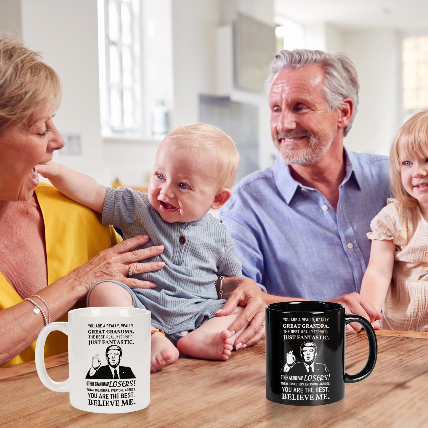 Breezy Valley Grandparents Gifts from Grandkids Grandchildren - Funny Grandma and Grandpa Gifts for Grandparents from Granddaughter Grandson, Great Grandma and Grandpa Birthday Gift Coffee Mugs Set