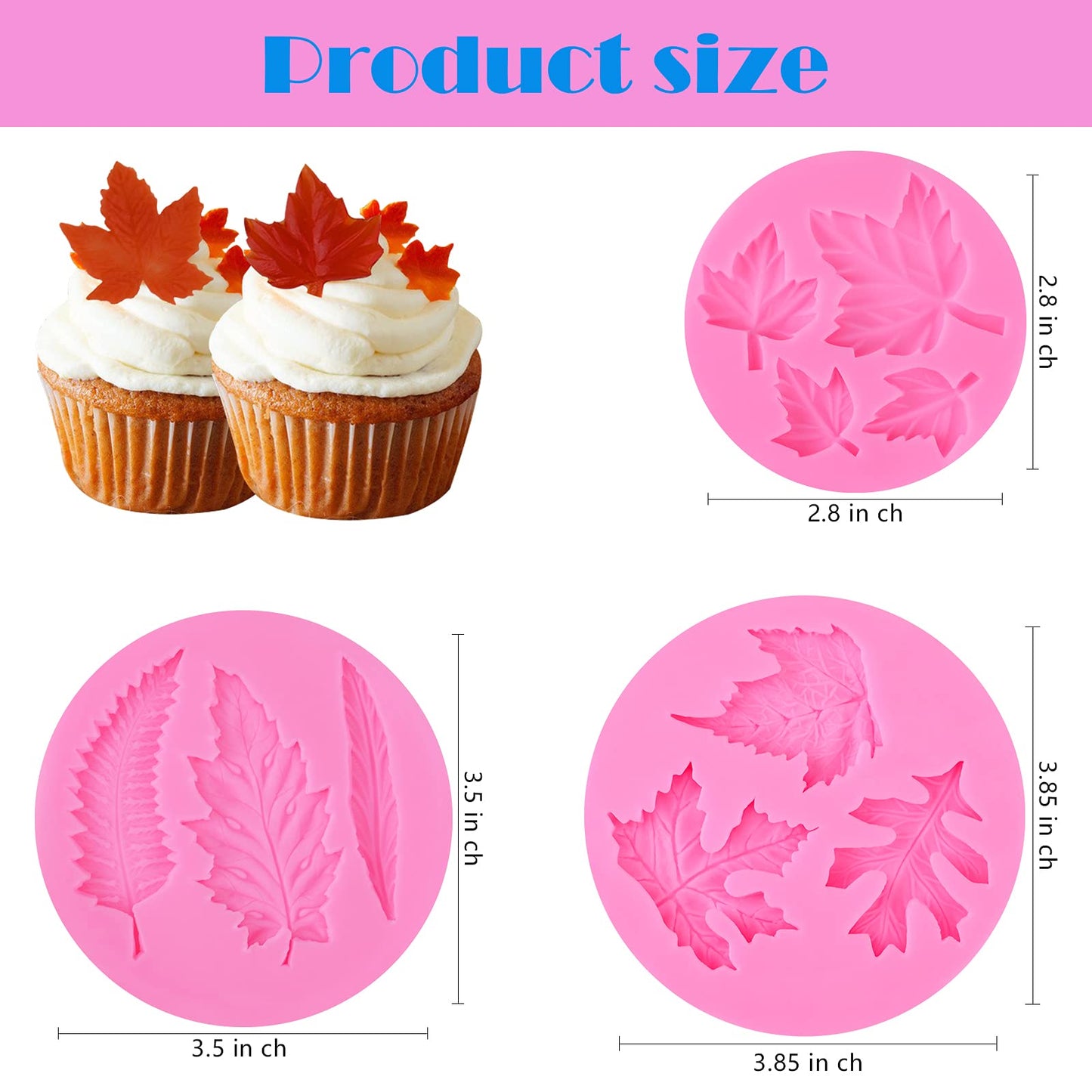 Actvty Silicone Maple Leaf Mold for Fondant, Cupcake Topper, Chocolate Candy, Sugar Craft Cake Decoration, Resin Mold for Fall Harvest Thanksgiving Halloween DIY Decor