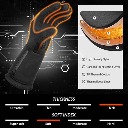 Antarctica Gear Winter Liners Heating Gloves for Men and Women, Rechargeable 3200mAh Battery, Hand Warmers for Cold Weather (M)