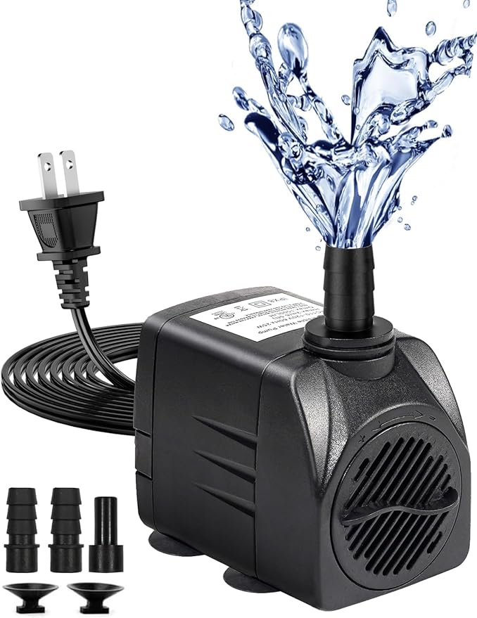 Fountain Pump, 220GPH Submersible Water Pump Outdoor, Ultra Quiet Water Fountain Pump for Pond Waterfall, Fish Tank, Aquar...