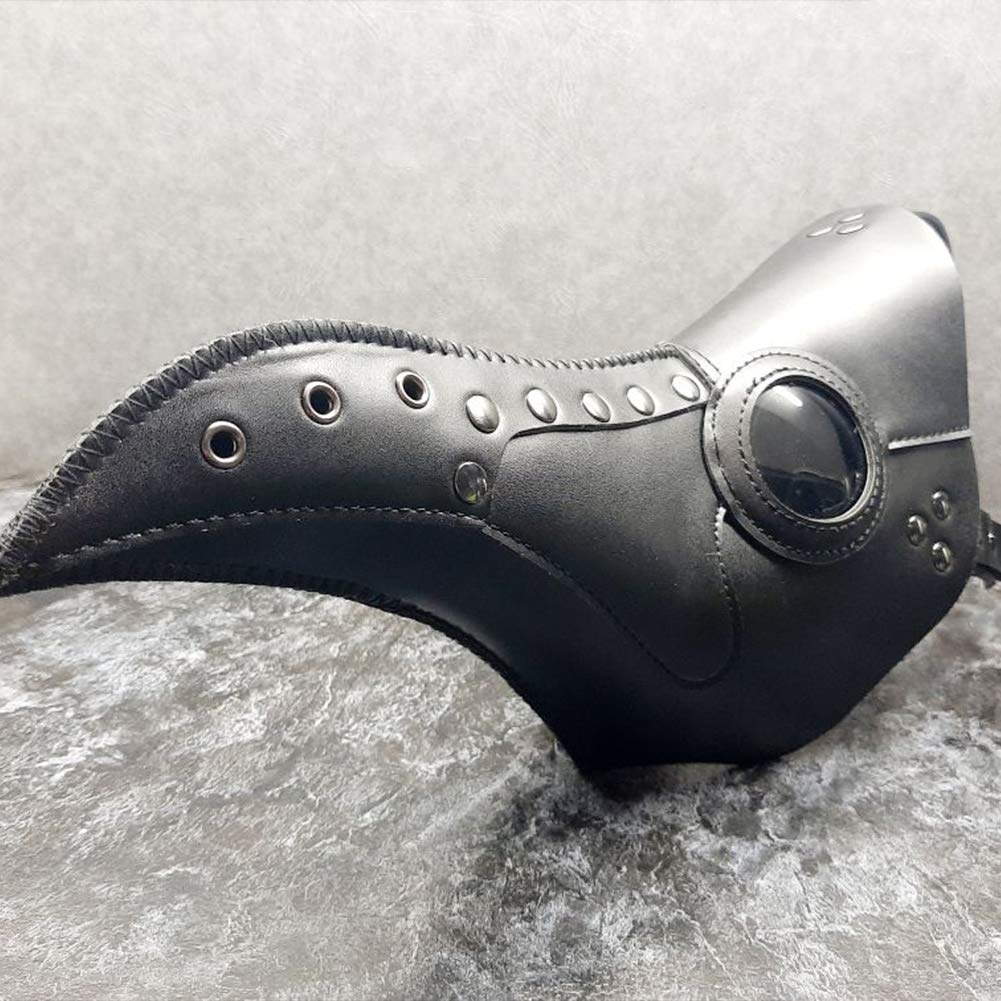 Black Leather Plague Doctor Mask Long Nose Bird Beak Plague Mask Steampunk Halloween Costumes Props Mask for Adult