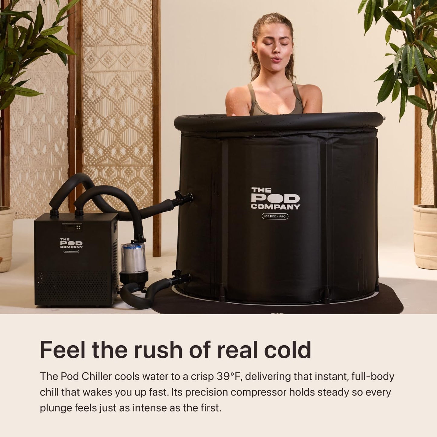 The Pod Company Ice Pod Pro Cold Plunge Tub + 1/3 HP Water Chiller Bundle, 110 Gal Insulated Ice Bath, 41°F Cooling System, Ice-Free Cold Therapy, Full Setup Kit