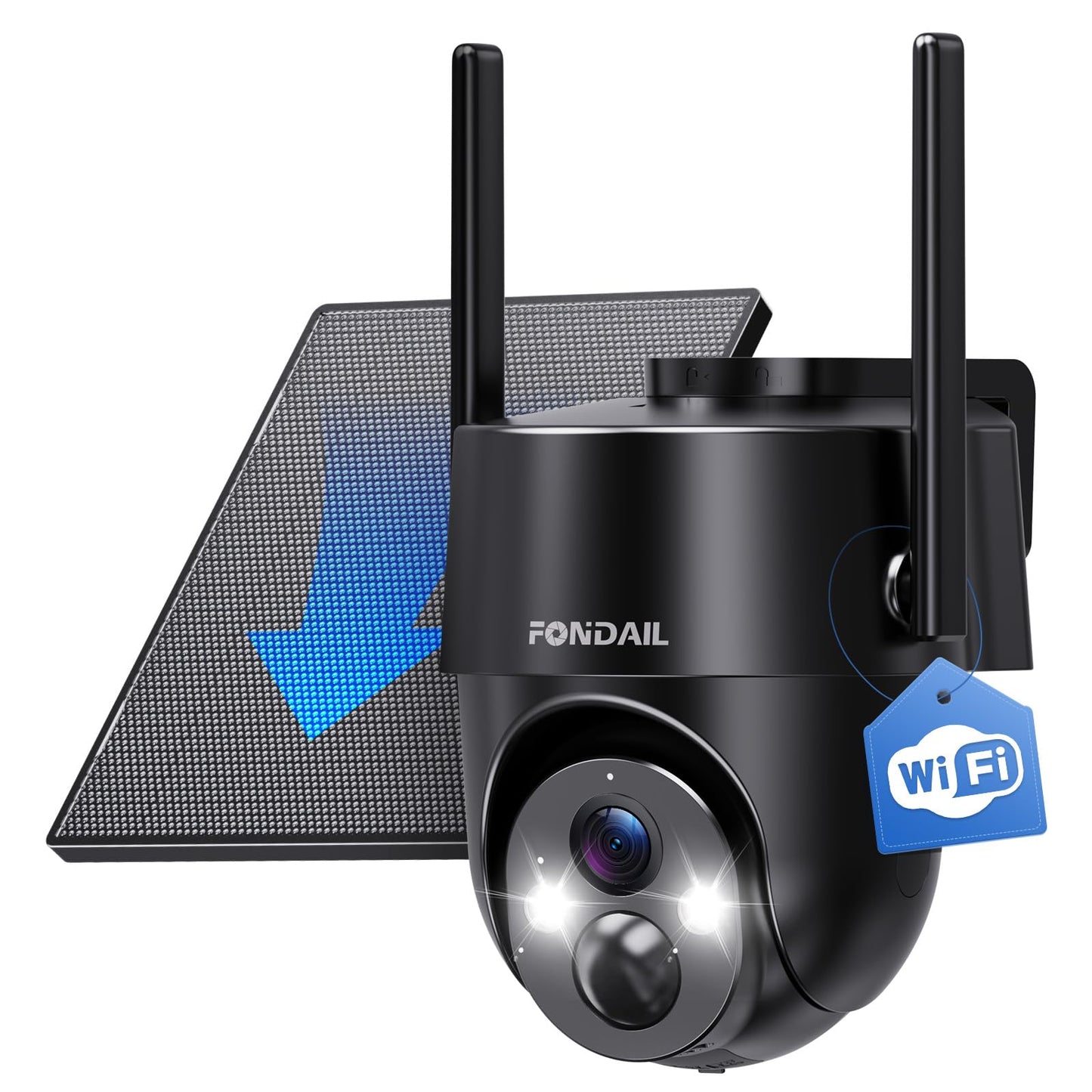 FONDAIL Solar Security Cameras Wireless Outdoor, 2K 360° View Solar Powered WiFi 3MP Security Camera for Home Security with Color Night Vision, PIR Detection, 2-Way Audio, Motion Alert, Easier to use