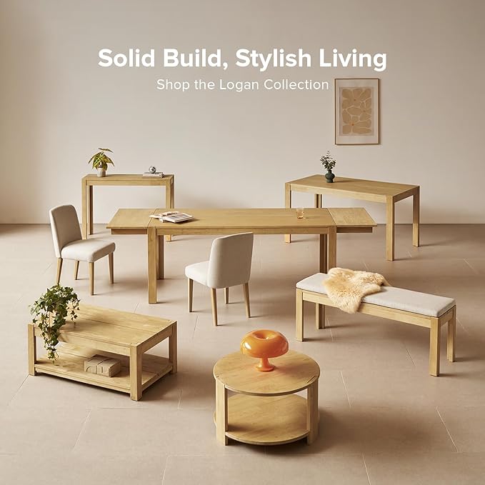mopio Logan Upholstered Beige Parson Dining Chair Set of 2, Modern Farmhouse Solid Light Oak Wood with Ergonomic Curved Back Rest for Dining Room and Kitchen