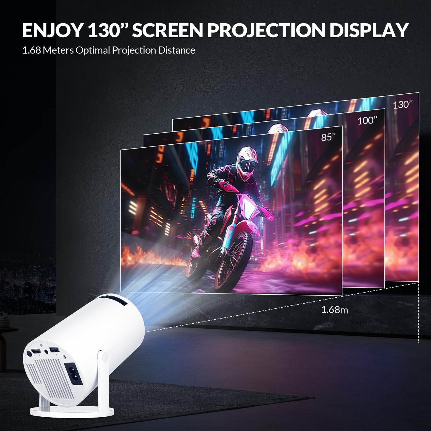 Reiie Mini Projector, 1080P Wifi Bluetooth, Portable Outdoor Movie Projector For Camping, Home Theater Support 130 Display