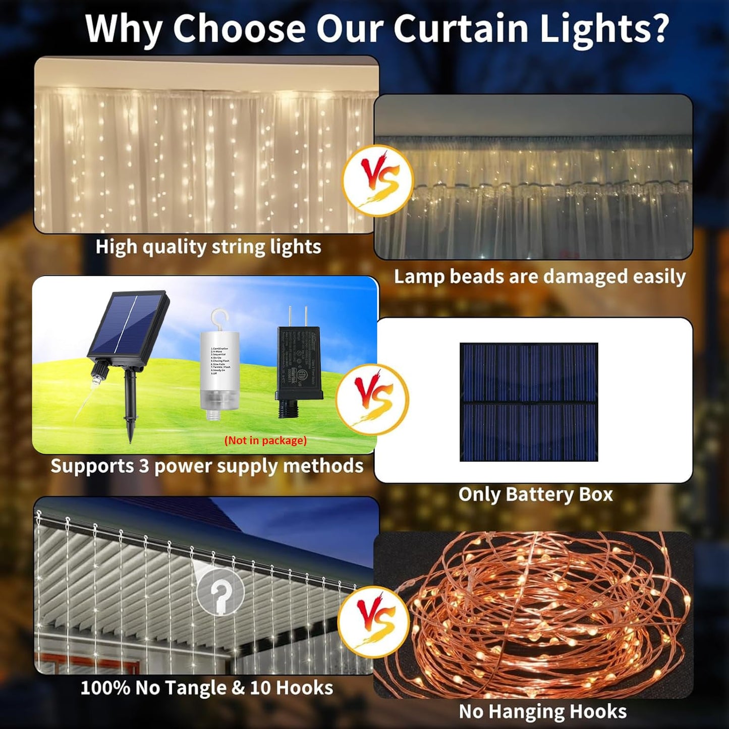Solar Curtain Lights 10*10Ft 300LED Waterproof Waterfall Light with 8 Modes Remote Type C Charging Dimmable Timer Twinkle Fairy String Lights for Outdoor Christmas Gazebo Wedding Party Pergola Patio