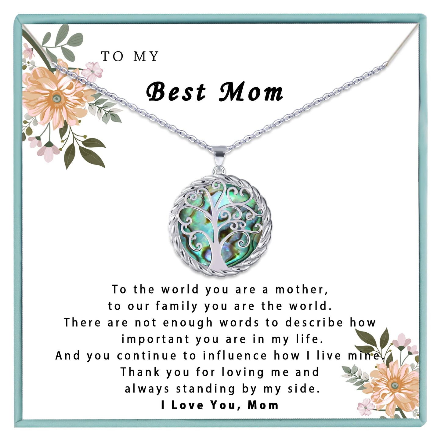 SmileBelle Mom Necklace as Mother Christmas Gifts from Daughter Son, Mom Jewelry as Birthday Gifts for Moms, Mother Necklace as Unique Sentimental Jewelry Gift for Mama