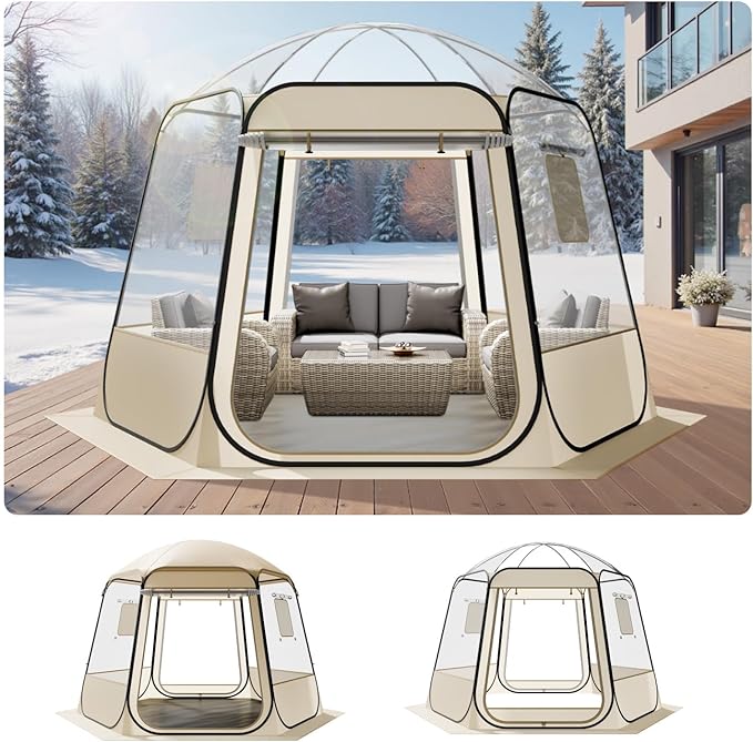VEVOR Pop up Sports Tent, 8 Sizes Optional Clear Bubble Tent for 1-6 Person, Waterproof Outdoor Pod with Floor Mat & Top C...