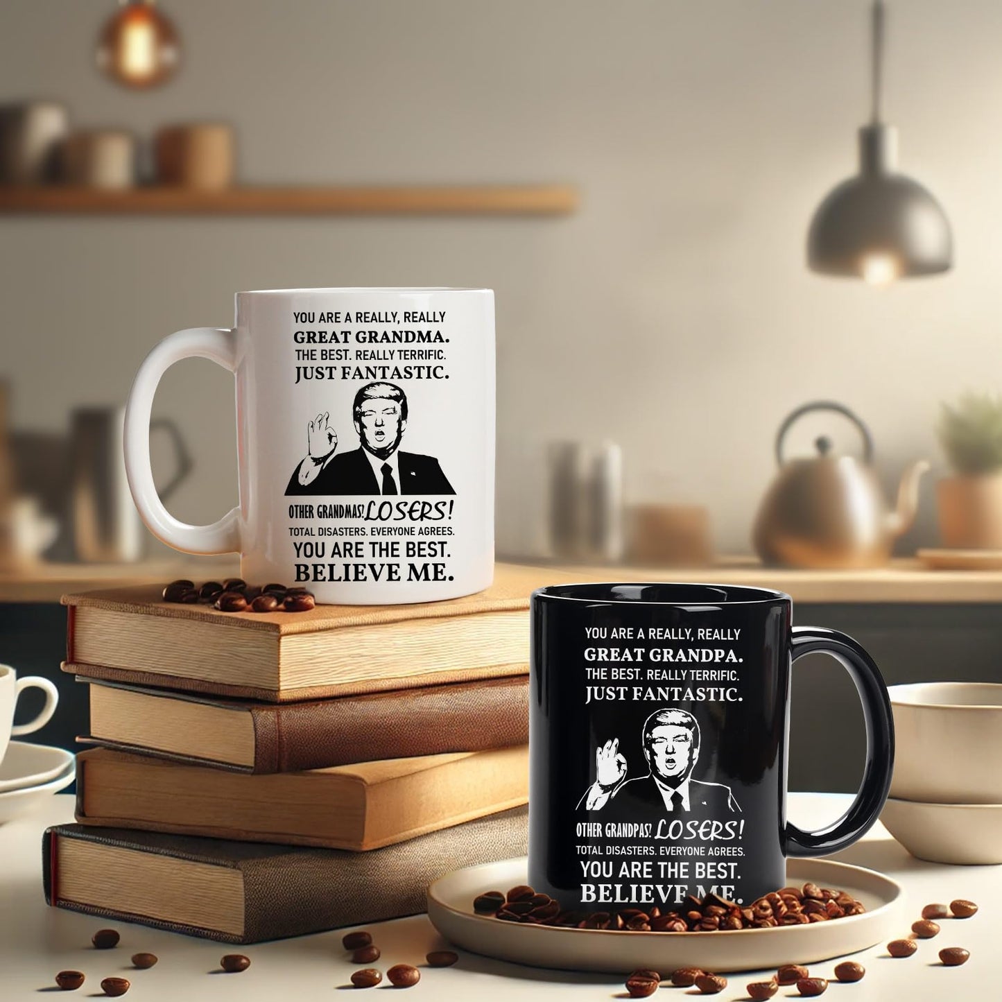 Breezy Valley Grandparents Gifts from Grandkids Grandchildren - Funny Grandma and Grandpa Gifts for Grandparents from Granddaughter Grandson, Great Grandma and Grandpa Birthday Gift Coffee Mugs Set