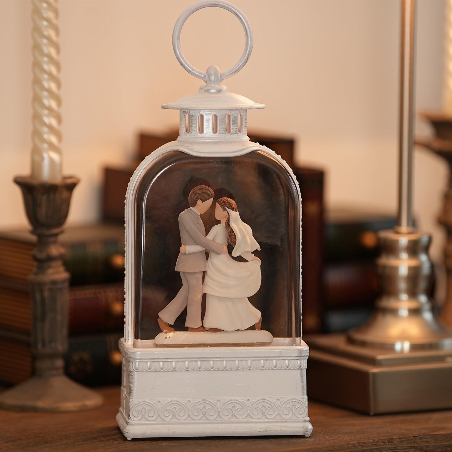 Wedding Gifts Lighted Snow Globe with 6H Timer,Promise Couple Engaged Commemorative Newlywed Remembered Snow Globe for Women,Christmas