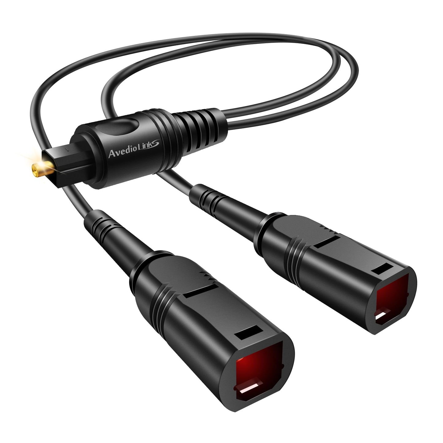 avedio links Optical Audio Cable Splitter 1 in 2 Out, Toslink Digital Fiber Audio Splitter 1 Male Input 2 Female Output Support LPCM2.0 Doldy DTS Digital & DTS 5.1CH for Xbox,PS4,TV Box,Sound Bar,etc