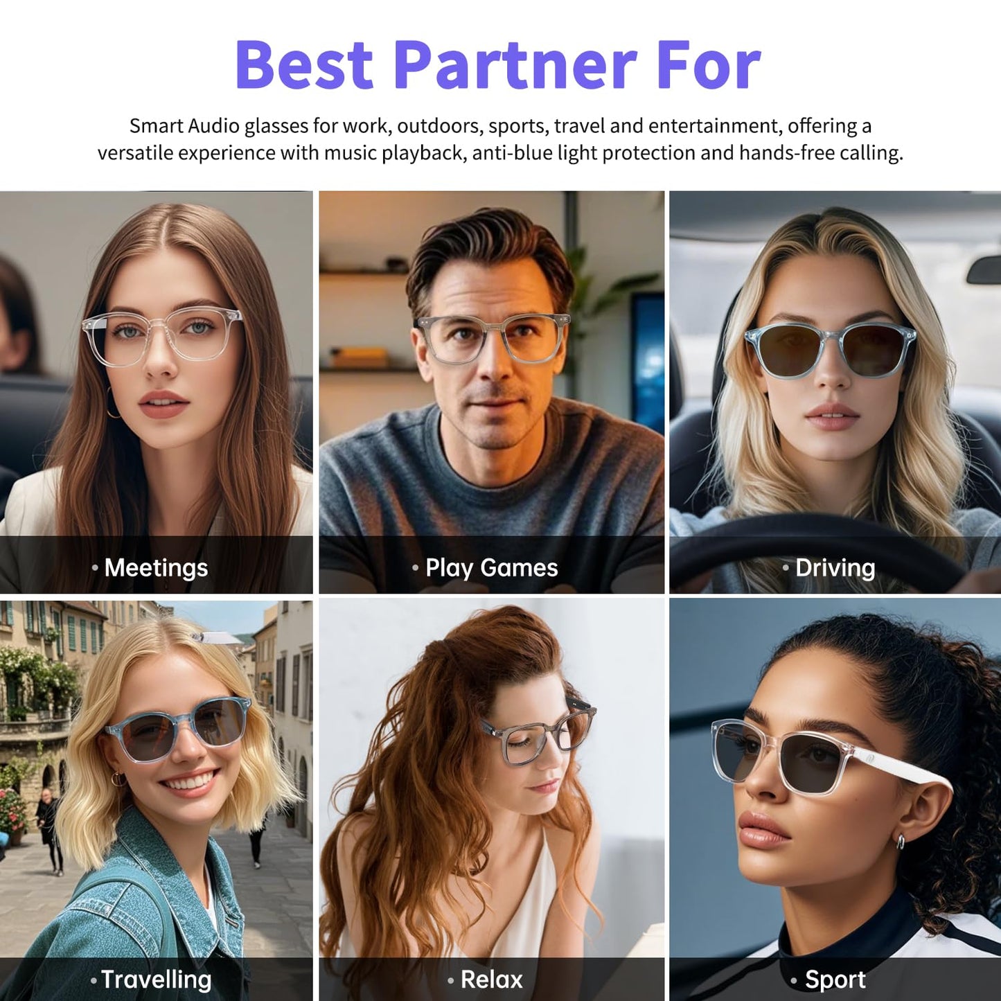 Smart Glasses For Women Men, Bluetooth Glasses With Photochromic Lenses Touch Control Voice Assistant For Clear Audio Remote Pho