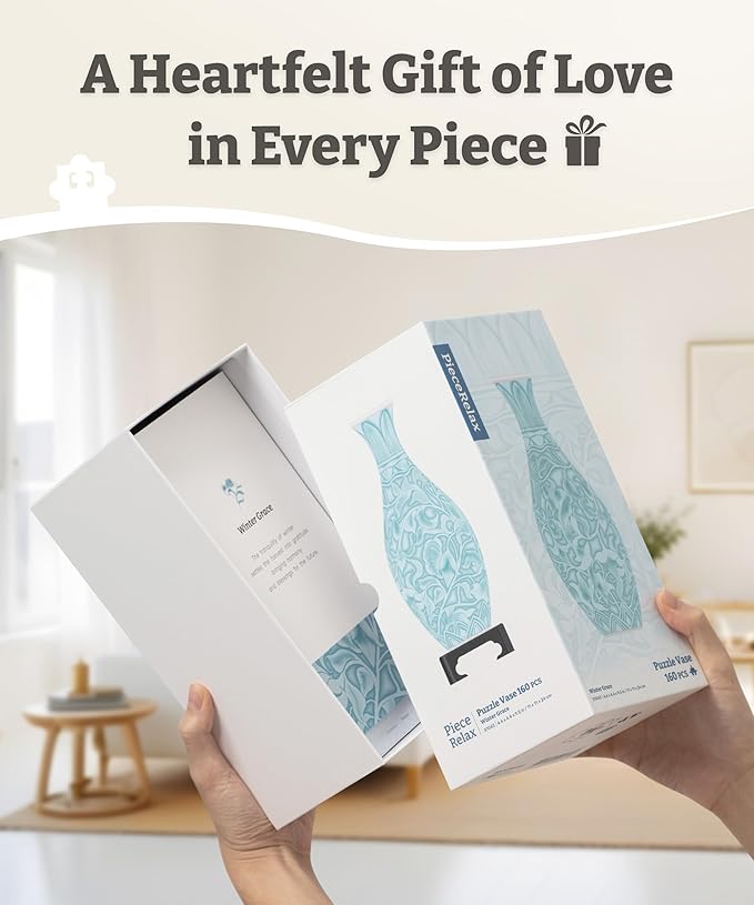 PieceRelax Unique Flower Vase - 3D Puzzle Vase for Adults to Flower Arrangement and Home Decoration Made by 160 Curved Plastic Puzzle Pieces - Autumn Abundance [S1042]
